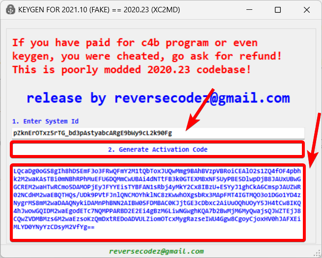 Окно активатора. Вставьте System ID и сгенерируйте код.