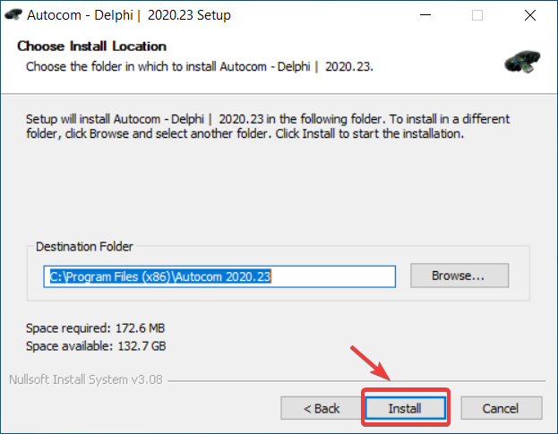 Окно выбора пути установки программы. Рекомендуется оставить путь по умолчанию.