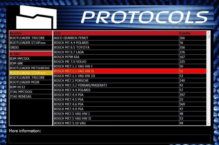 K-TAG Protocol Selection