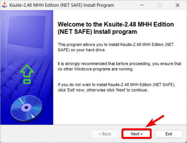 Окно приветствия установщика K-Suite 2.48. Нажмите Next.