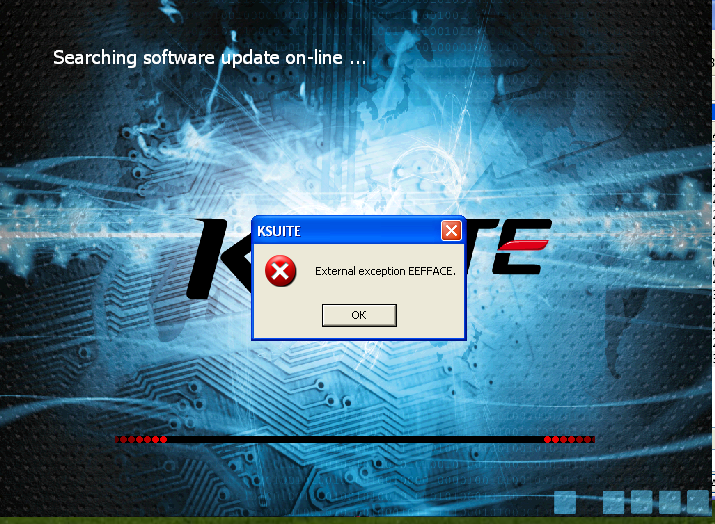 Скриншот ошибки External exception EEFFACE