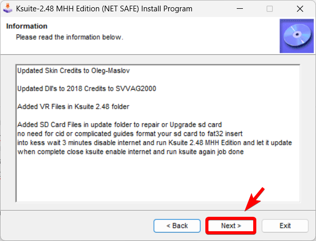 Следующее окно установщика K-Suite 2.48. Нажмите Next.